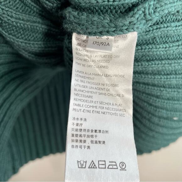 Free People Beach Trez Hunter Green Ribbed Mockneck Cotton Sweater Small - Picture 8 of 13